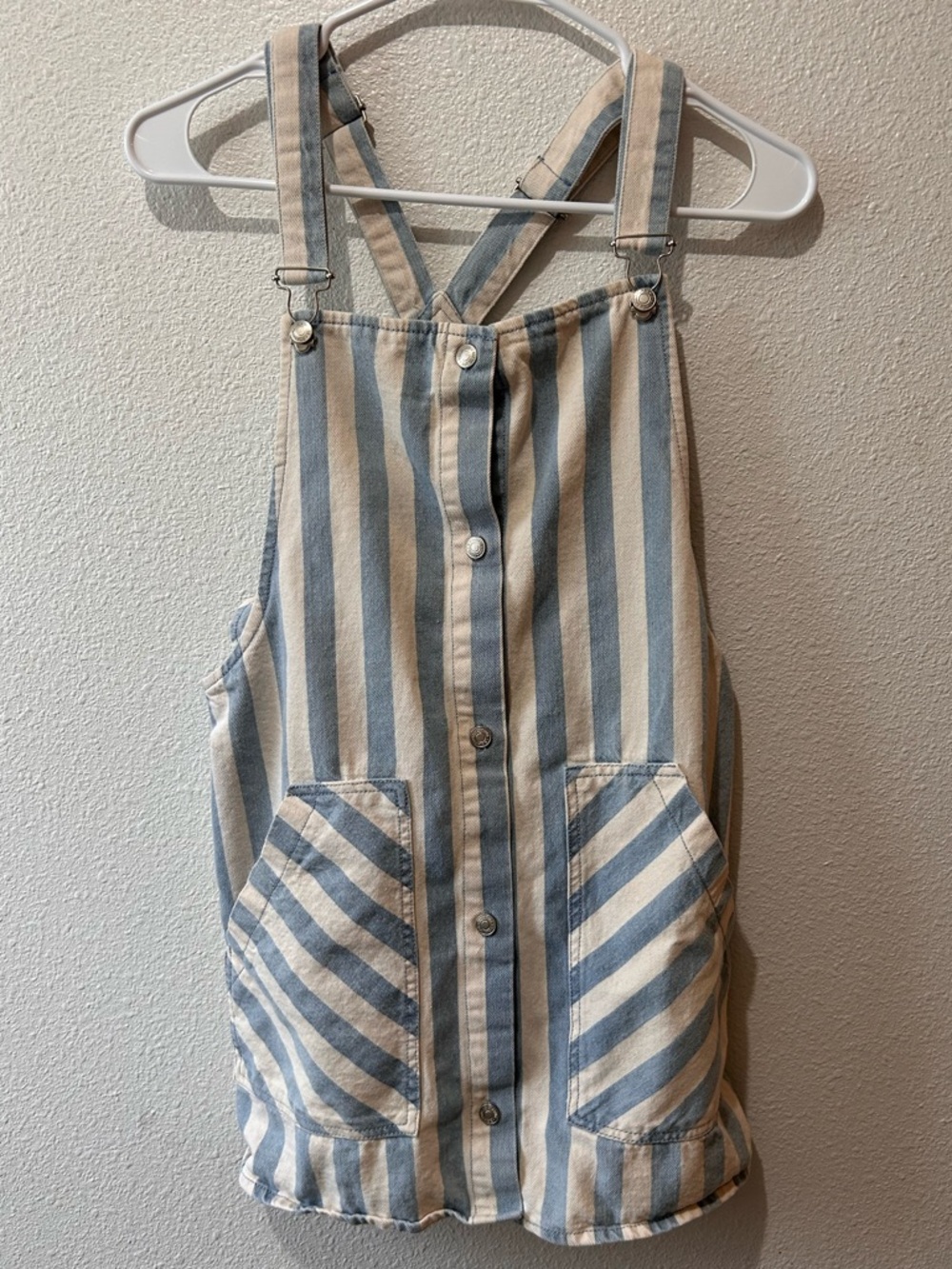 Striped Button-Front Overall Dress